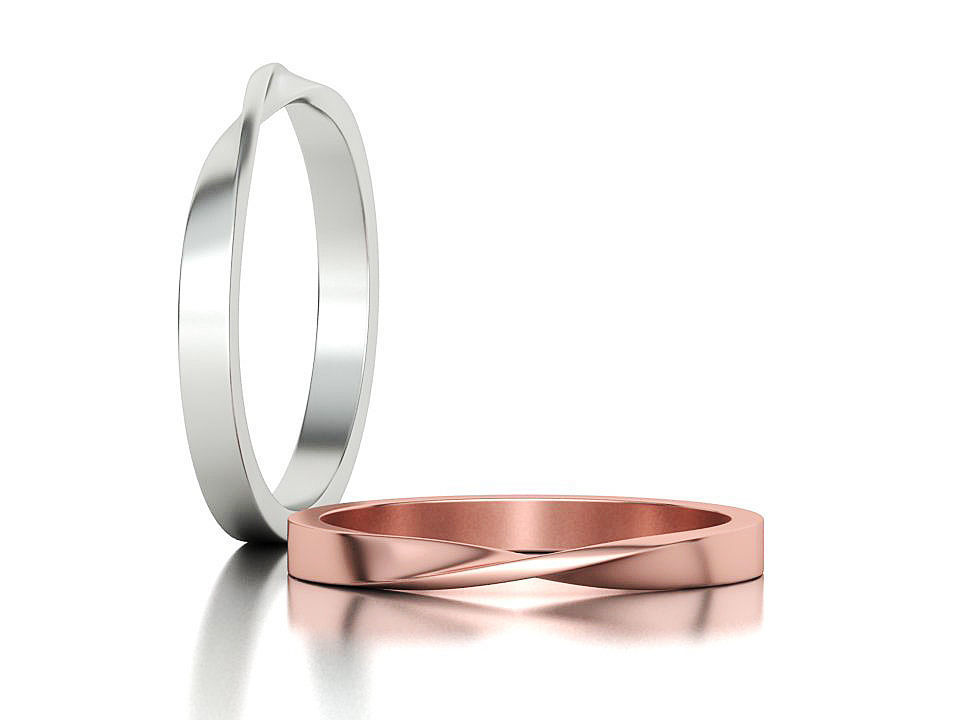 Twisted Wedding Band Mobius Wedding Band Bent Band 2mm wide 3D print model_2