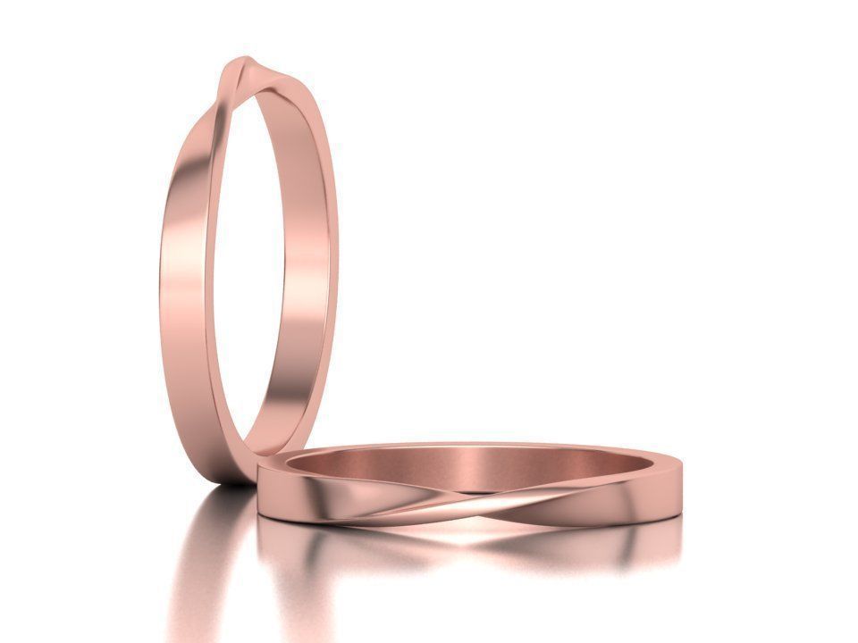 Twisted Wedding Band Mobius Wedding Band Bent Band 2mm wide 3D print model_3