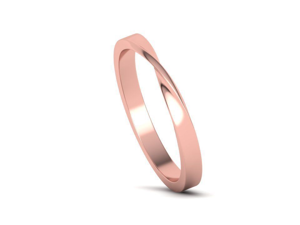 Twisted Wedding Band Mobius Wedding Band Bent Band 2mm wide 3D print model_28