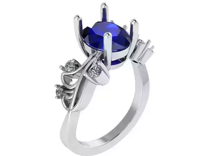 Oval Basket Setting Sapphire Ring 0804