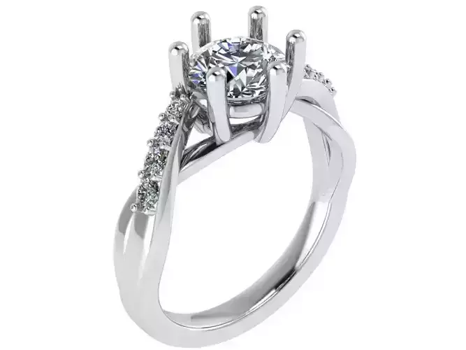 Round Diamond Twisted Ring 0806