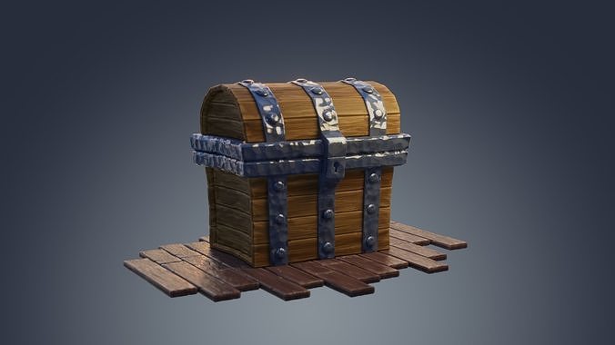 wooden treasure chest Free 3D model