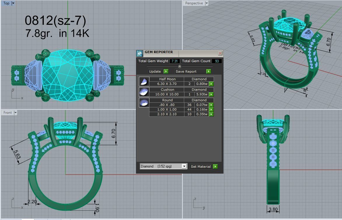 Cushion Basket Setting Ring 0812 3D print model_4