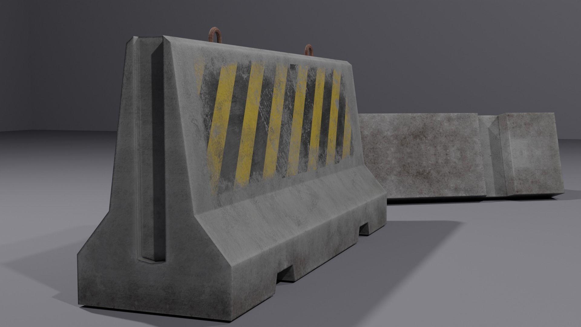 Concrete barriers - PBR Game Ready model Low-poly 3D model_16