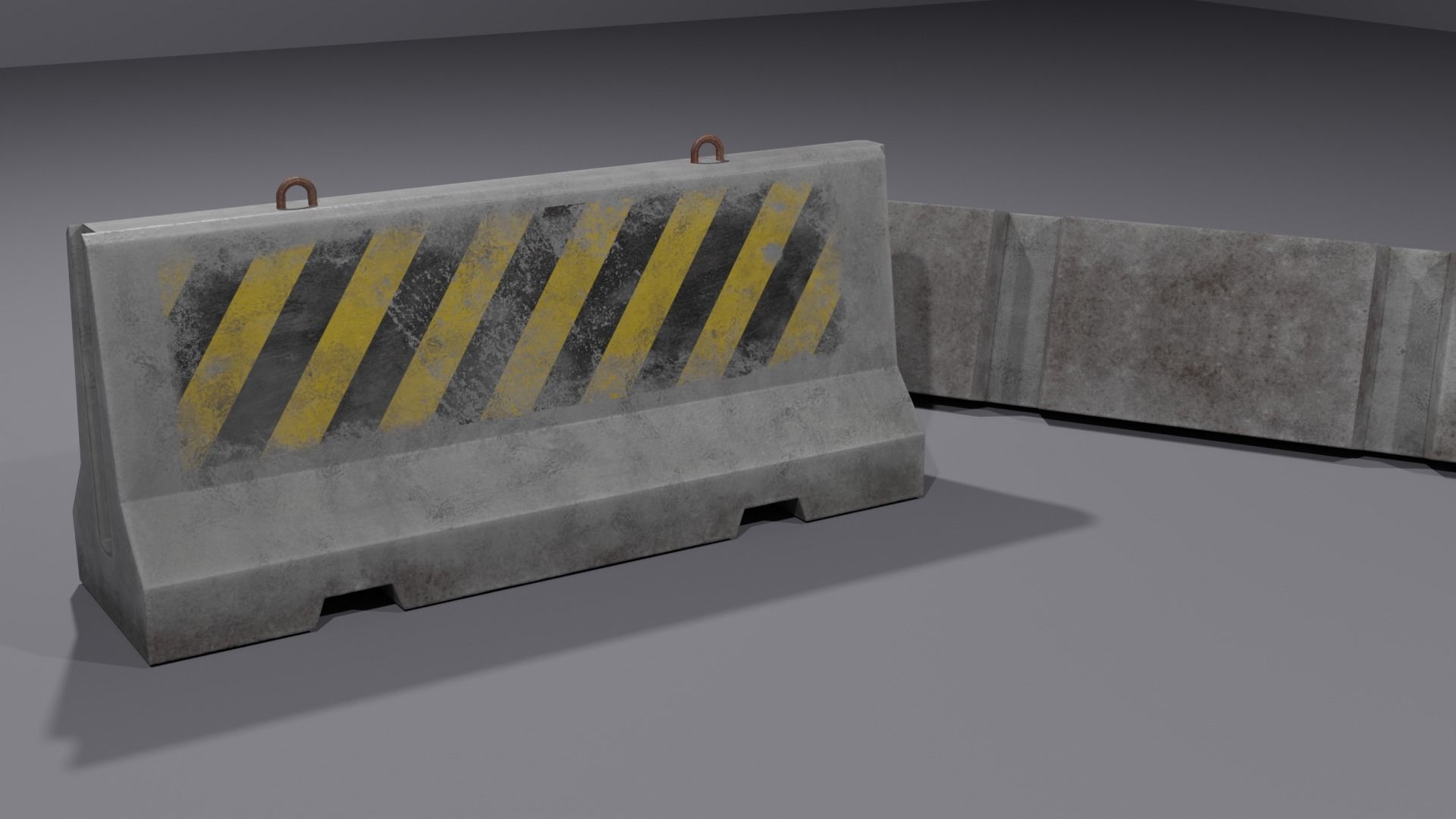 Concrete barriers - PBR Game Ready model Low-poly 3D model_13