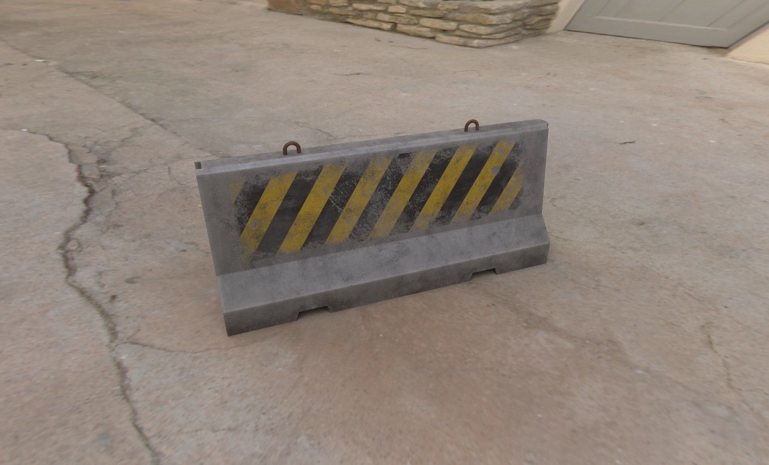 Concrete barriers - PBR Game Ready model Low-poly 3D model_1