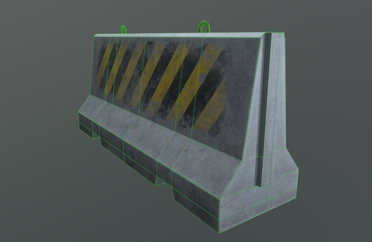 Concrete barriers - PBR Game Ready model Low-poly 3D model_30