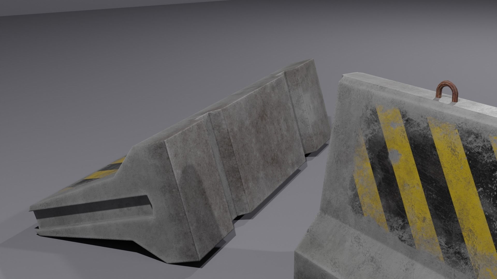 Concrete barriers - PBR Game Ready model Low-poly 3D model_18