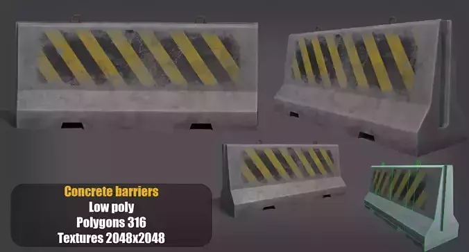 Concrete barriers - PBR Game Ready model