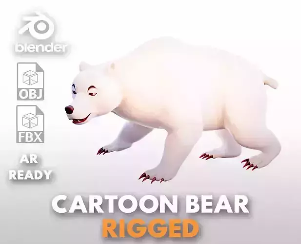 Polar bear and Grizzly bear 3d model rigged AR ready Low-poly 3D model