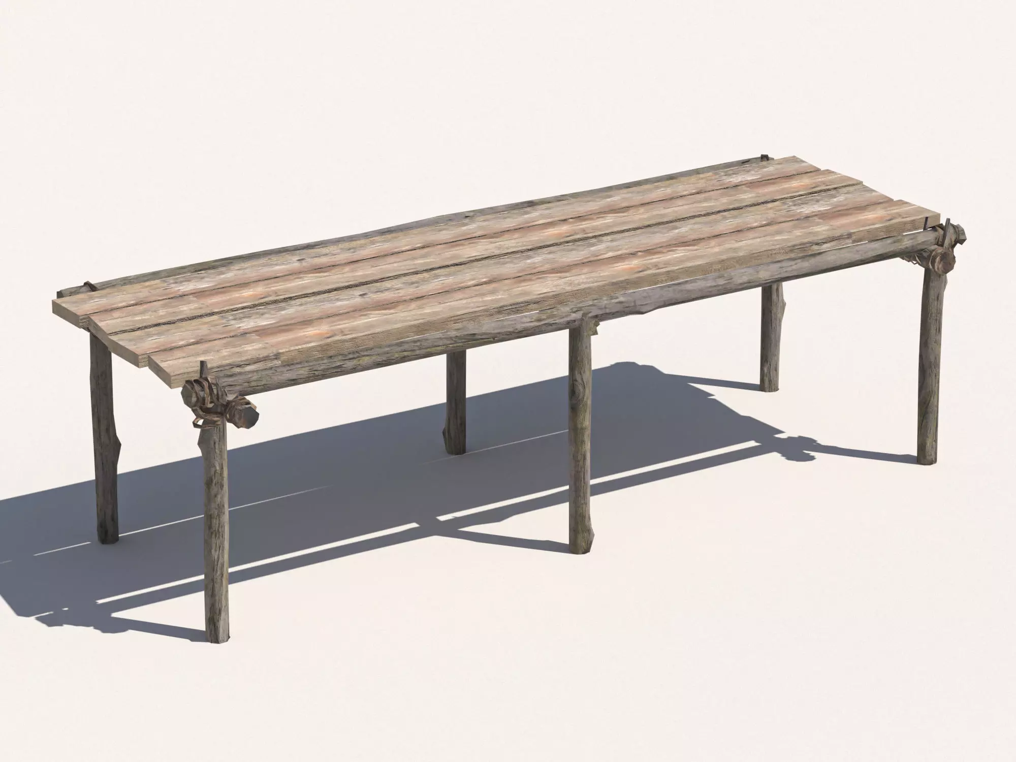 Wooden table 1 Low-poly 3D model_0