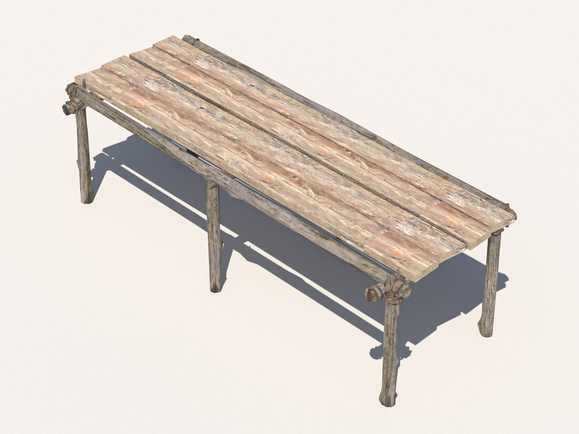 Wooden table 1 Low-poly 3D model_2
