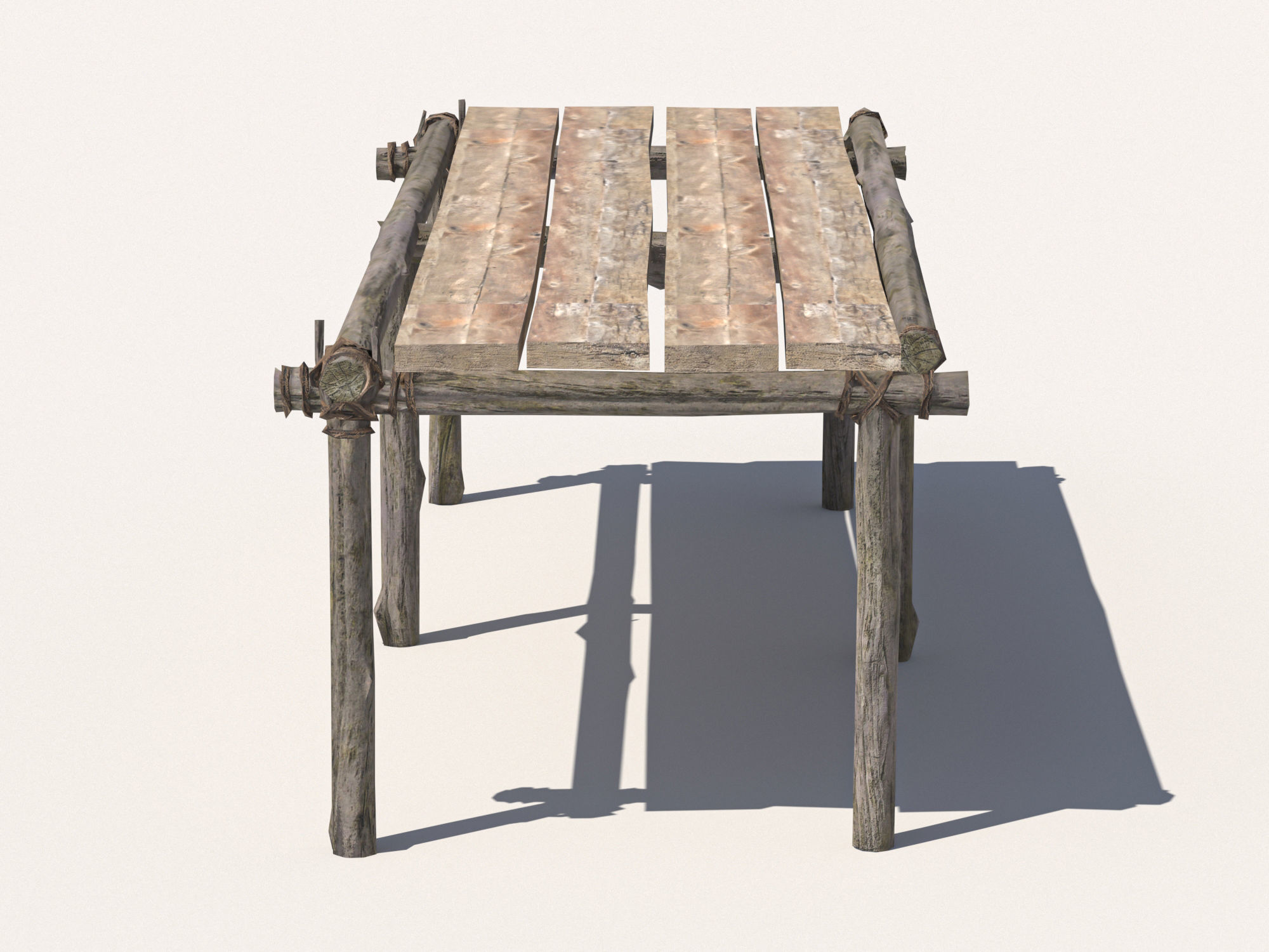 Wooden table 1 Low-poly 3D model_3