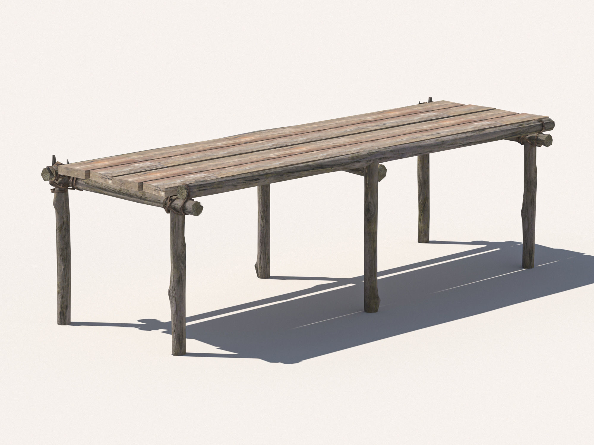 Wooden table 1 Low-poly 3D model_4