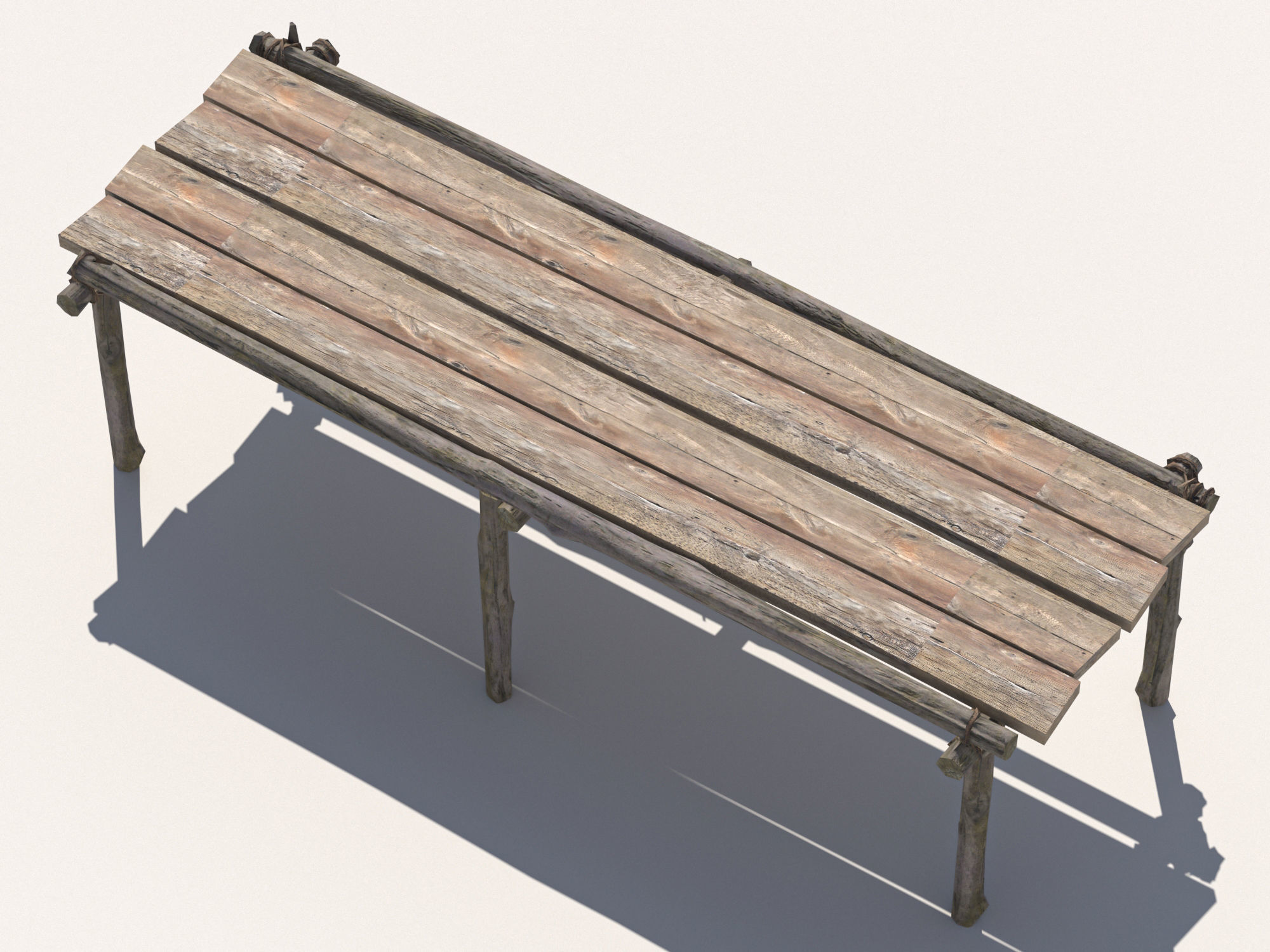 Wooden table 1 Low-poly 3D model_6