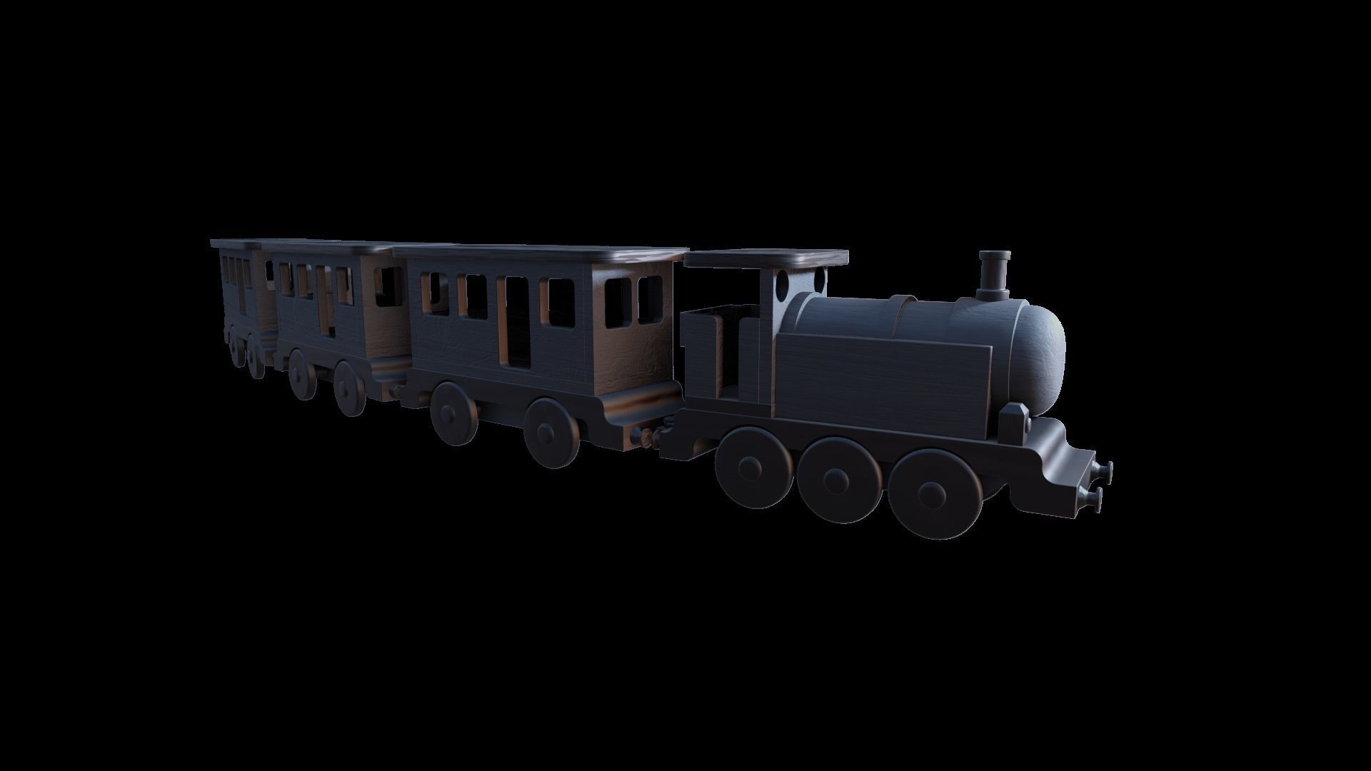WOODEN TRAINS and CARRIAGES TOY BUNDLE - RogueFilmProductions Low-poly 3D model_21