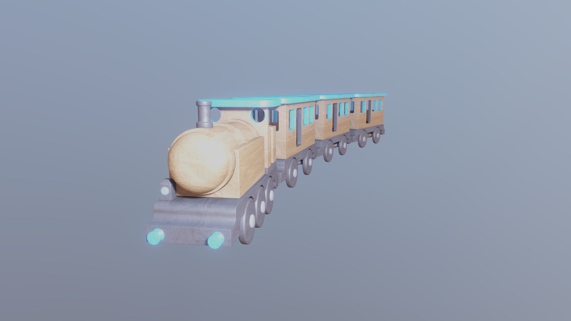 WOODEN TRAINS and CARRIAGES TOY BUNDLE - RogueFilmProductions Low-poly 3D model_5