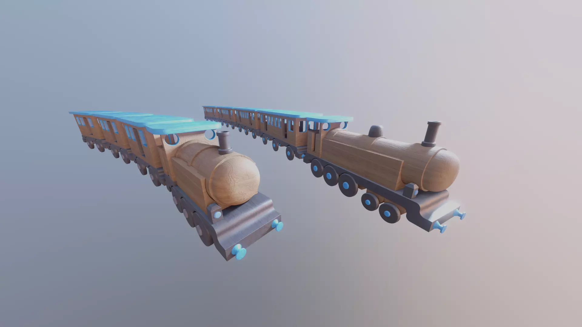 WOODEN TRAINS and CARRIAGES TOY BUNDLE - RogueFilmProductions Low-poly 3D model_0