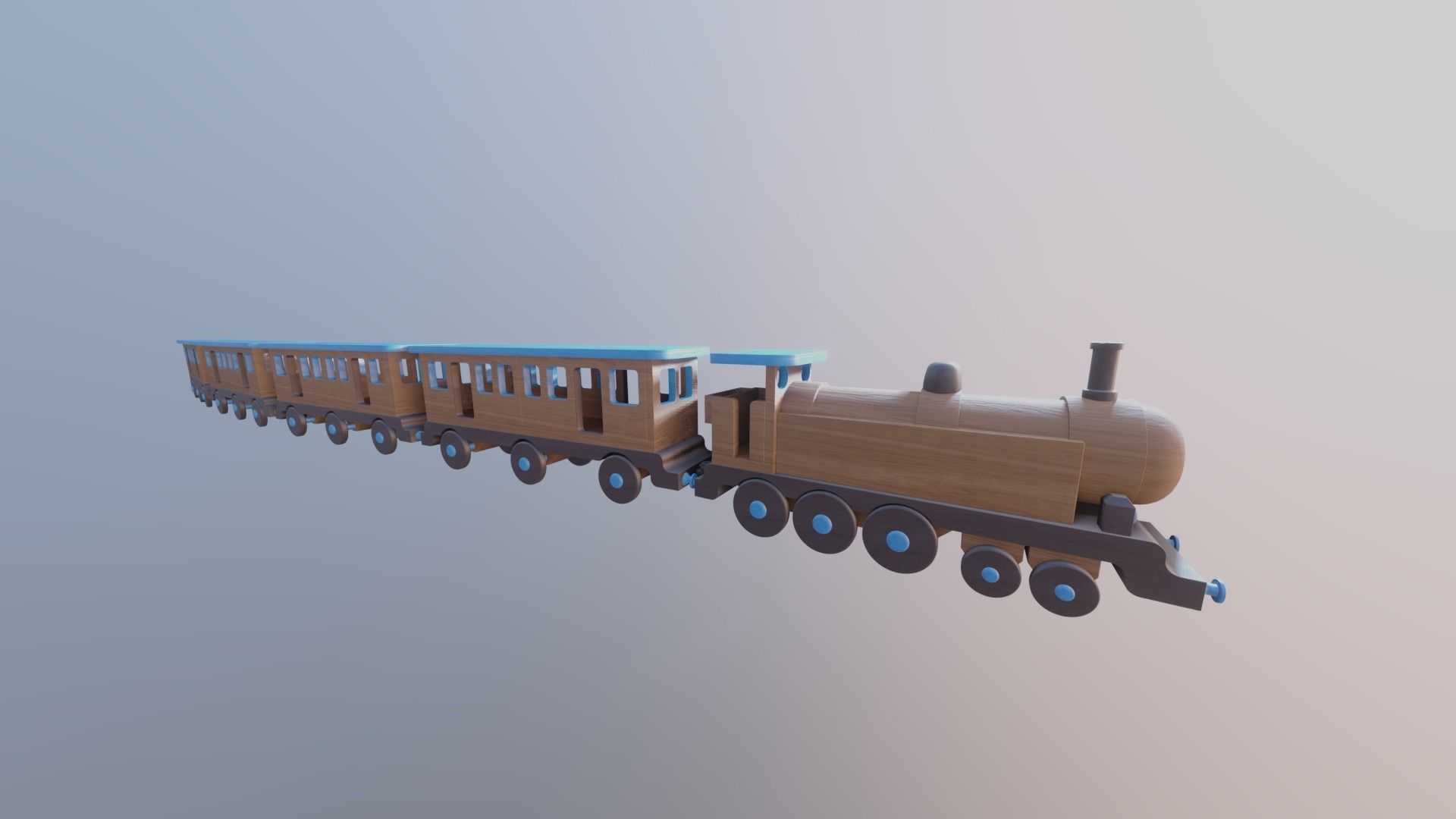 WOODEN TRAINS and CARRIAGES TOY BUNDLE - RogueFilmProductions Low-poly 3D model_1
