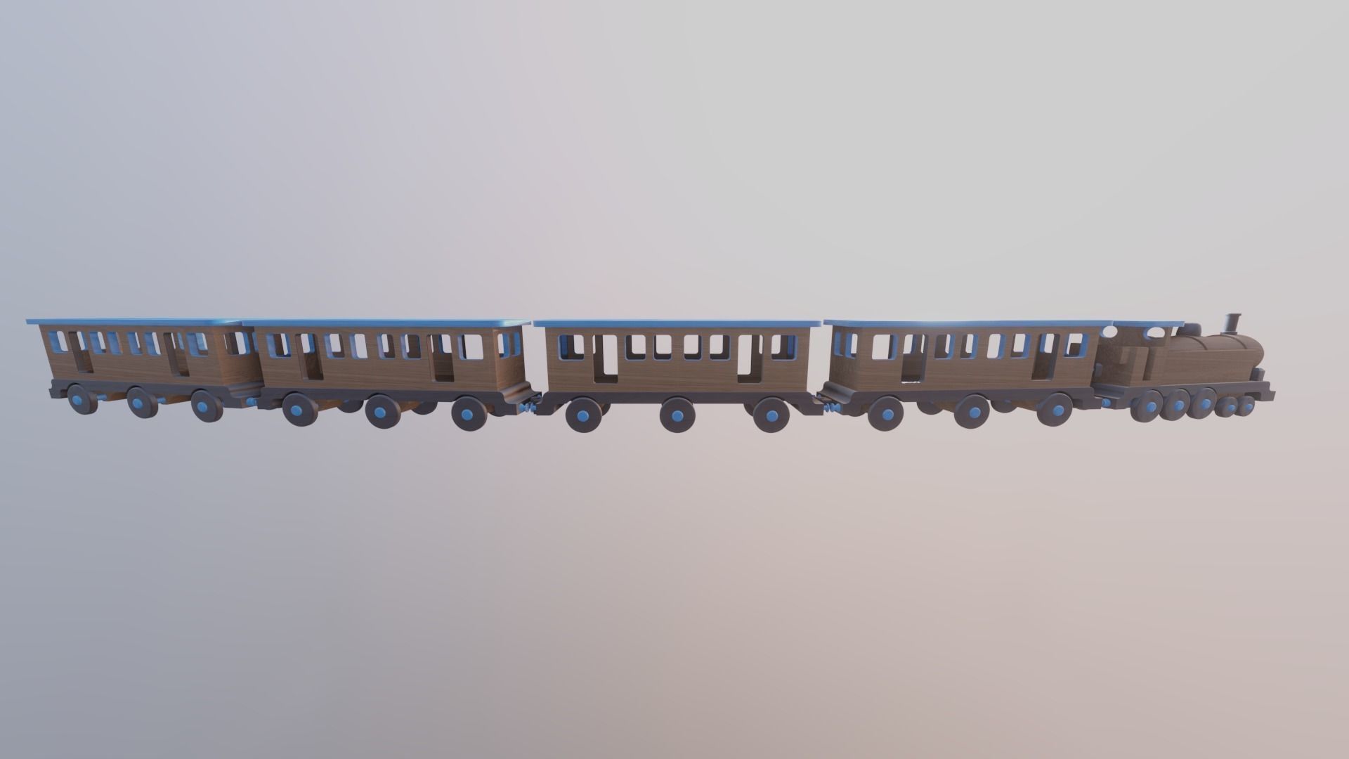 WOODEN TRAINS and CARRIAGES TOY BUNDLE - RogueFilmProductions Low-poly 3D model_16