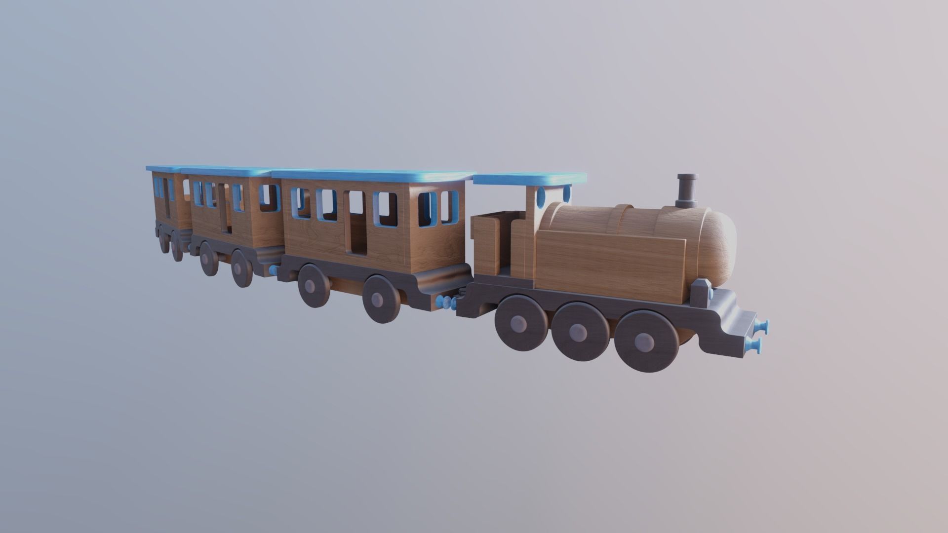 WOODEN TRAINS and CARRIAGES TOY BUNDLE - RogueFilmProductions Low-poly 3D model_2