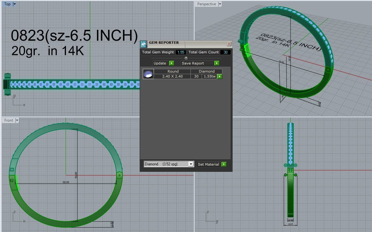 Diamond Bracelet 0823 3D print model_4