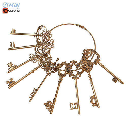 Vintage key chain 3D model