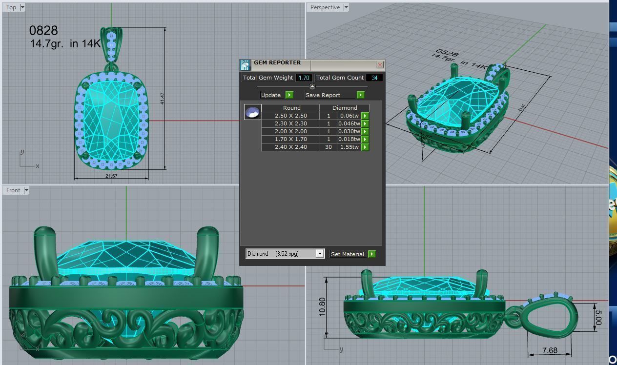 Cushion Halo Pendant 0828 3D print model_4