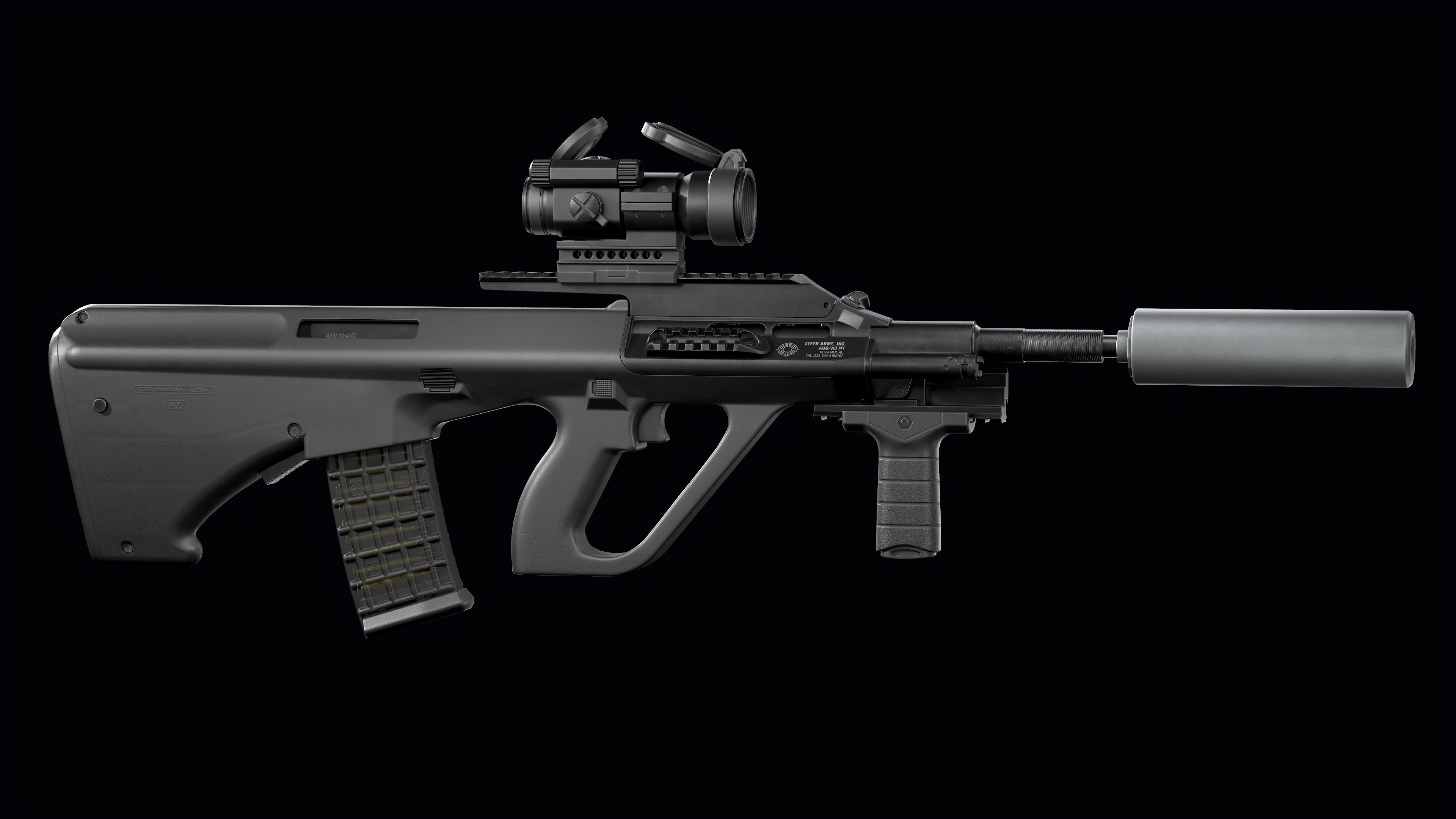 Tactical modular assault rifle Bullpup Steyr AUG A3 Low-poly 3D model_16