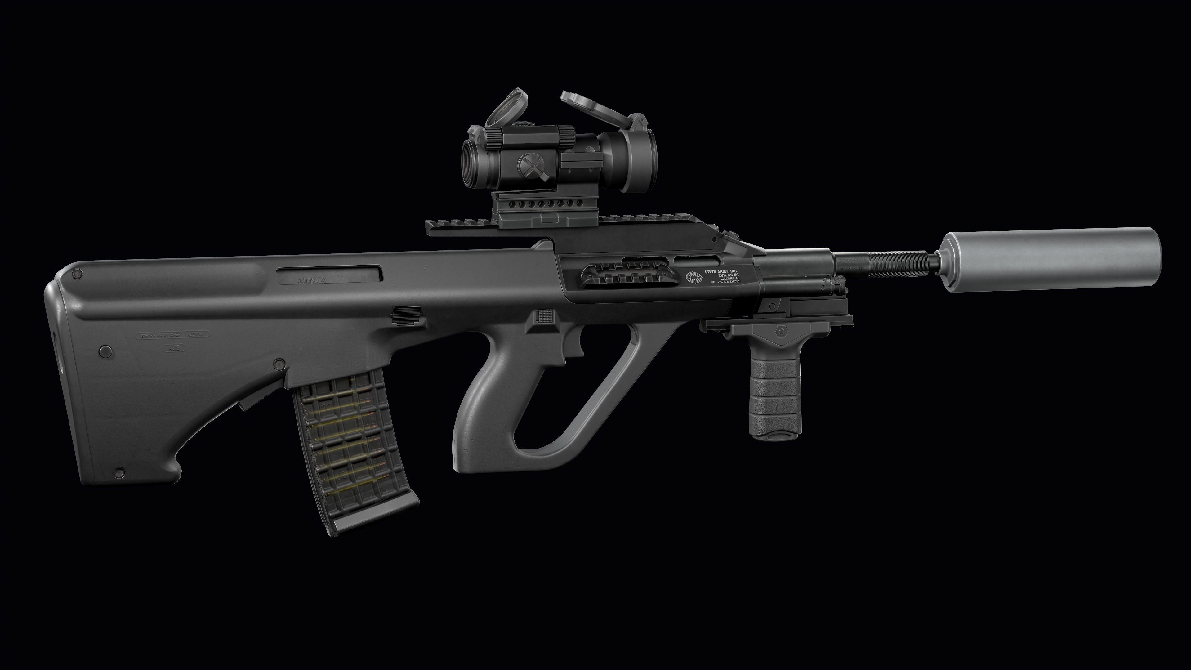 Tactical modular assault rifle Bullpup Steyr AUG A3 Low-poly 3D model_13