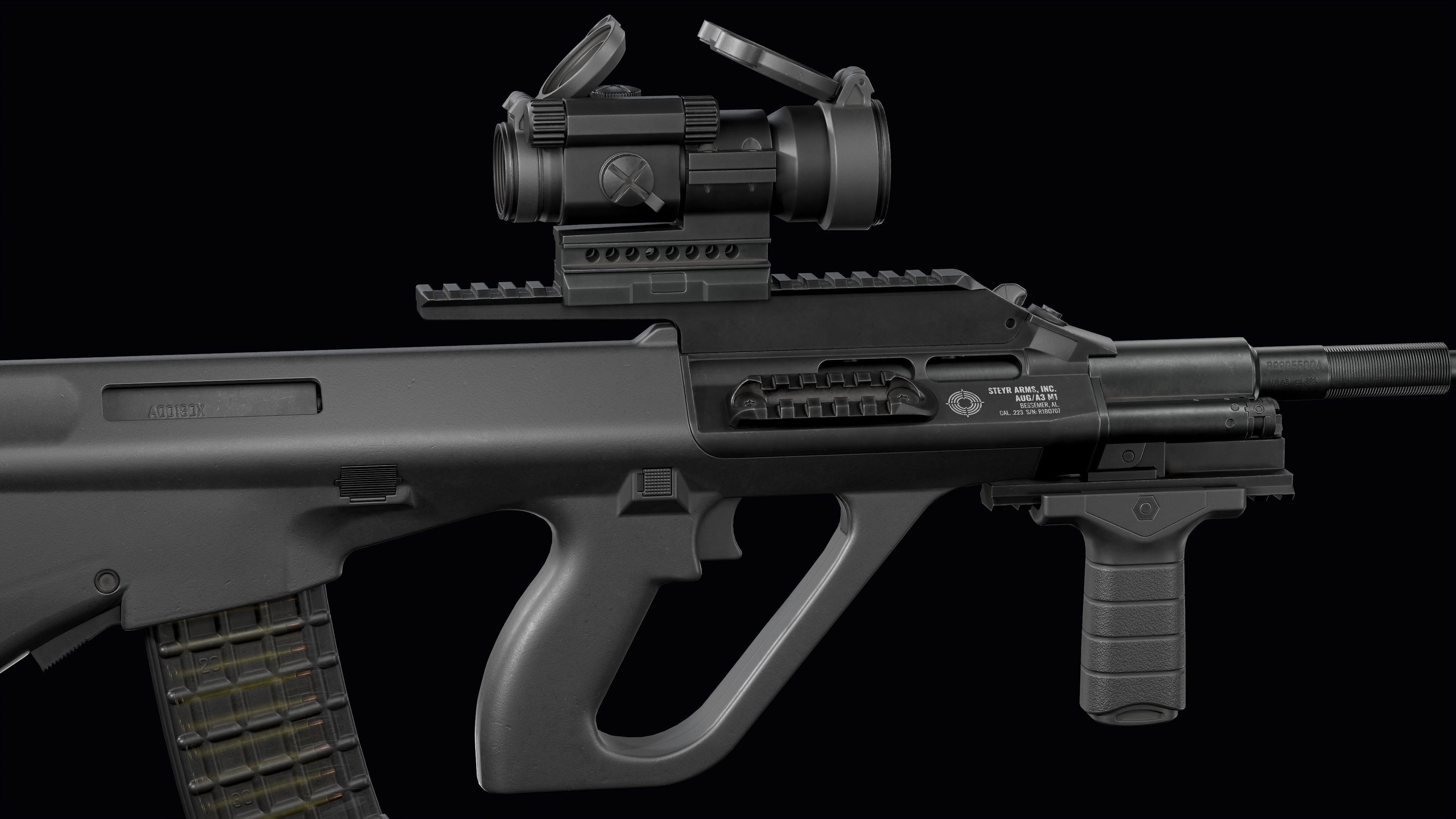 Tactical modular assault rifle Bullpup Steyr AUG A3 Low-poly 3D model_41