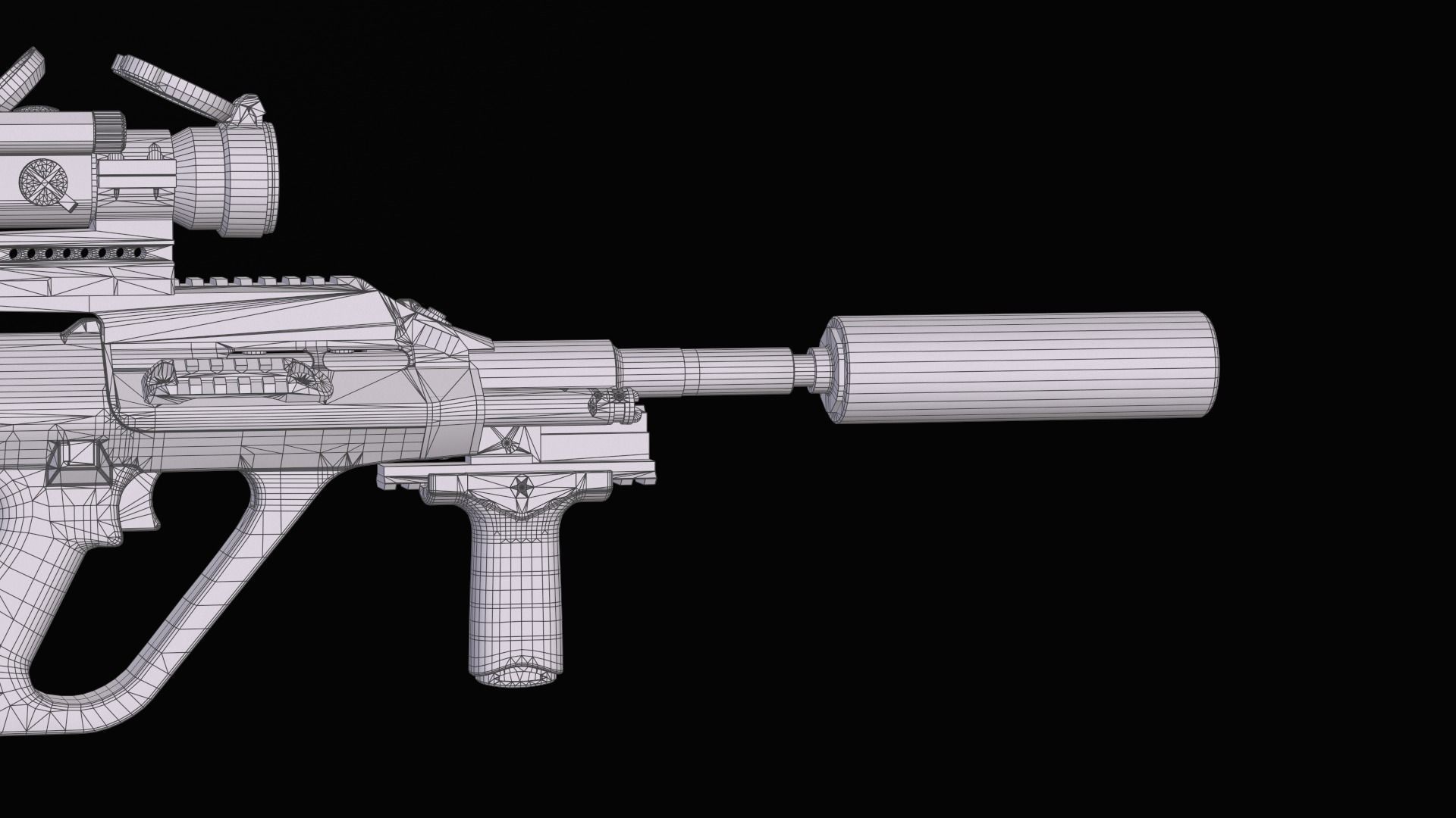 Tactical modular assault rifle Bullpup Steyr AUG A3 Low-poly 3D model_66