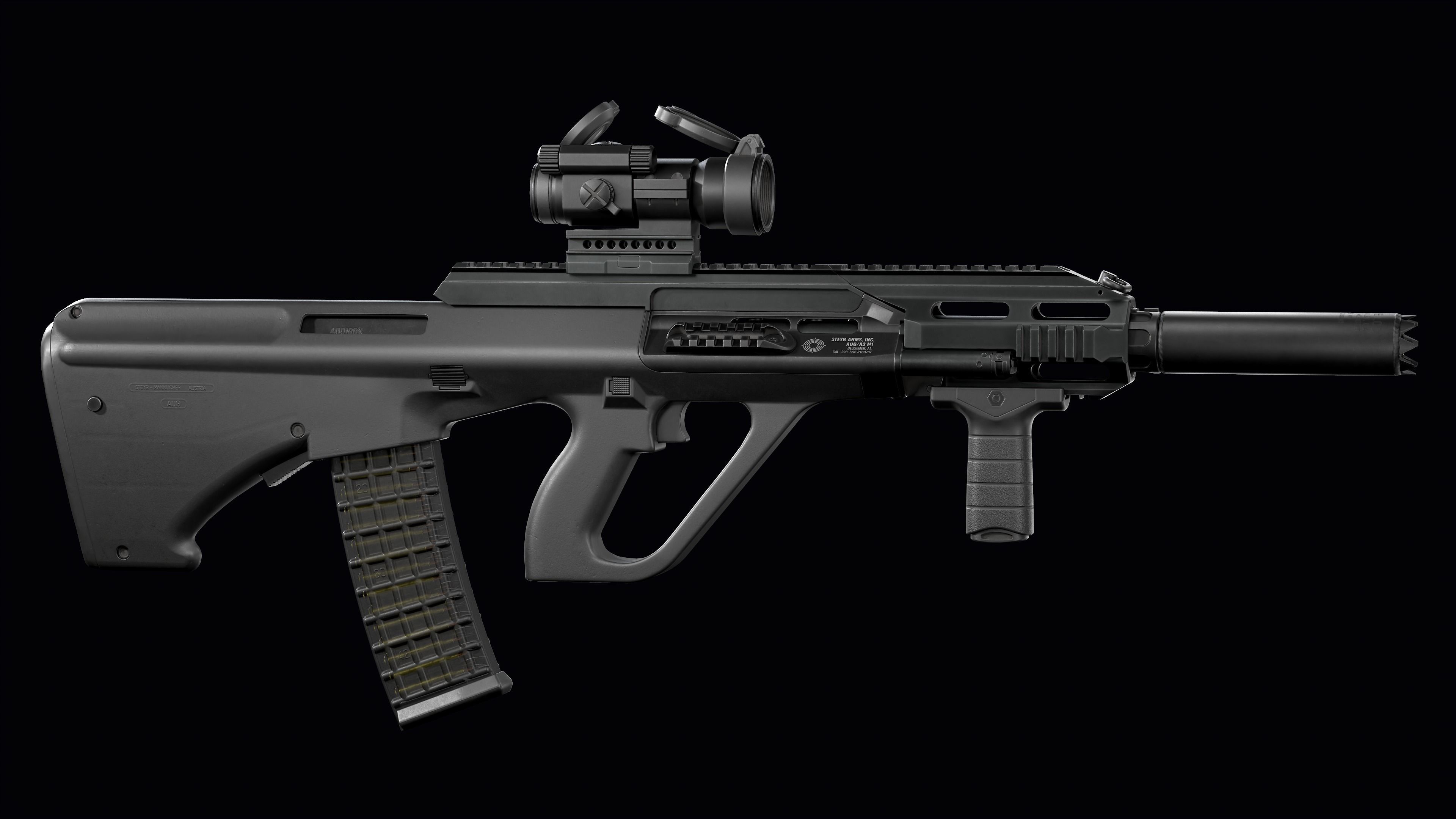 Tactical modular assault rifle Bullpup Steyr AUG A3 Low-poly 3D model_17