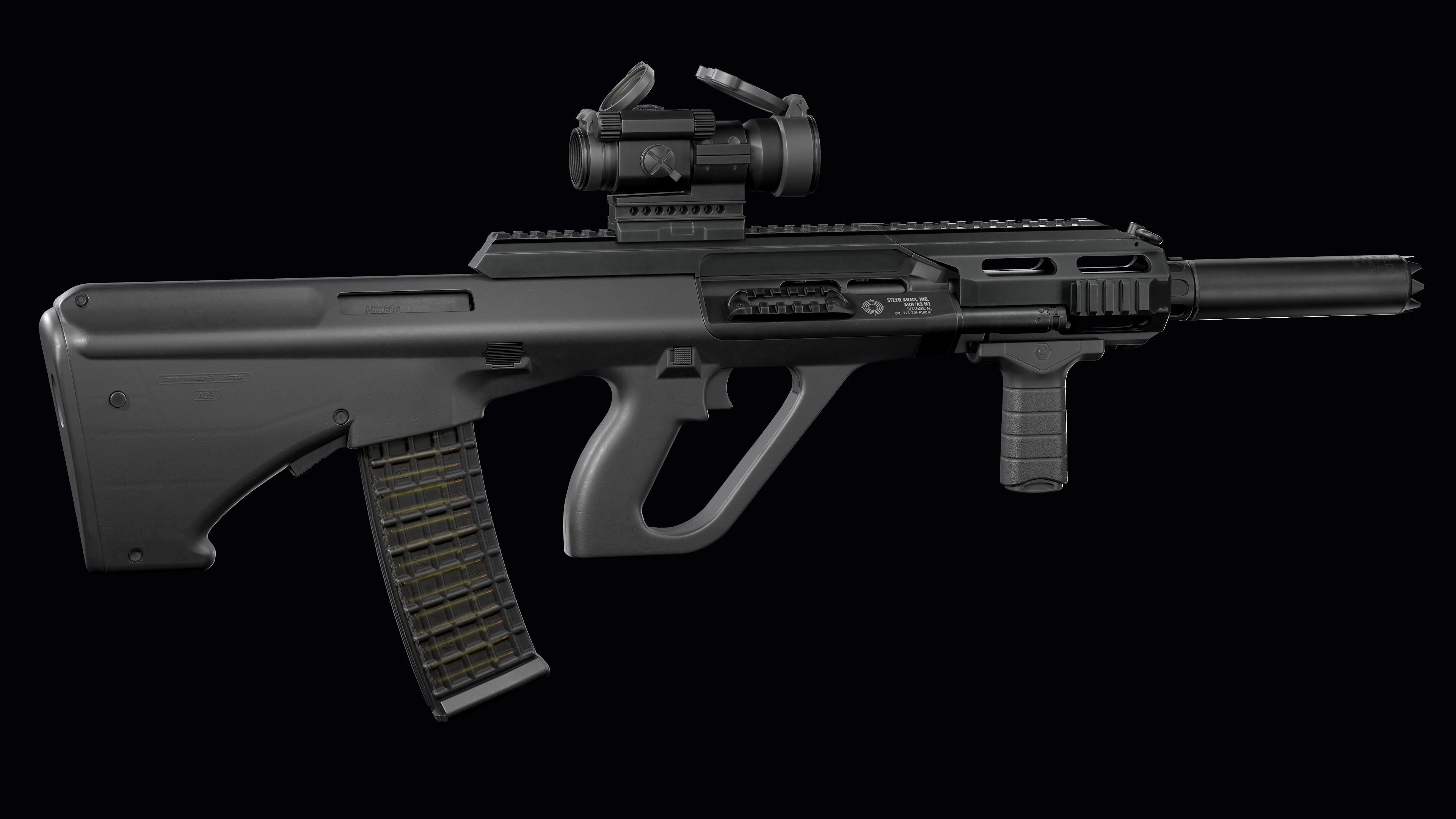 Tactical modular assault rifle Bullpup Steyr AUG A3 Low-poly 3D model_14