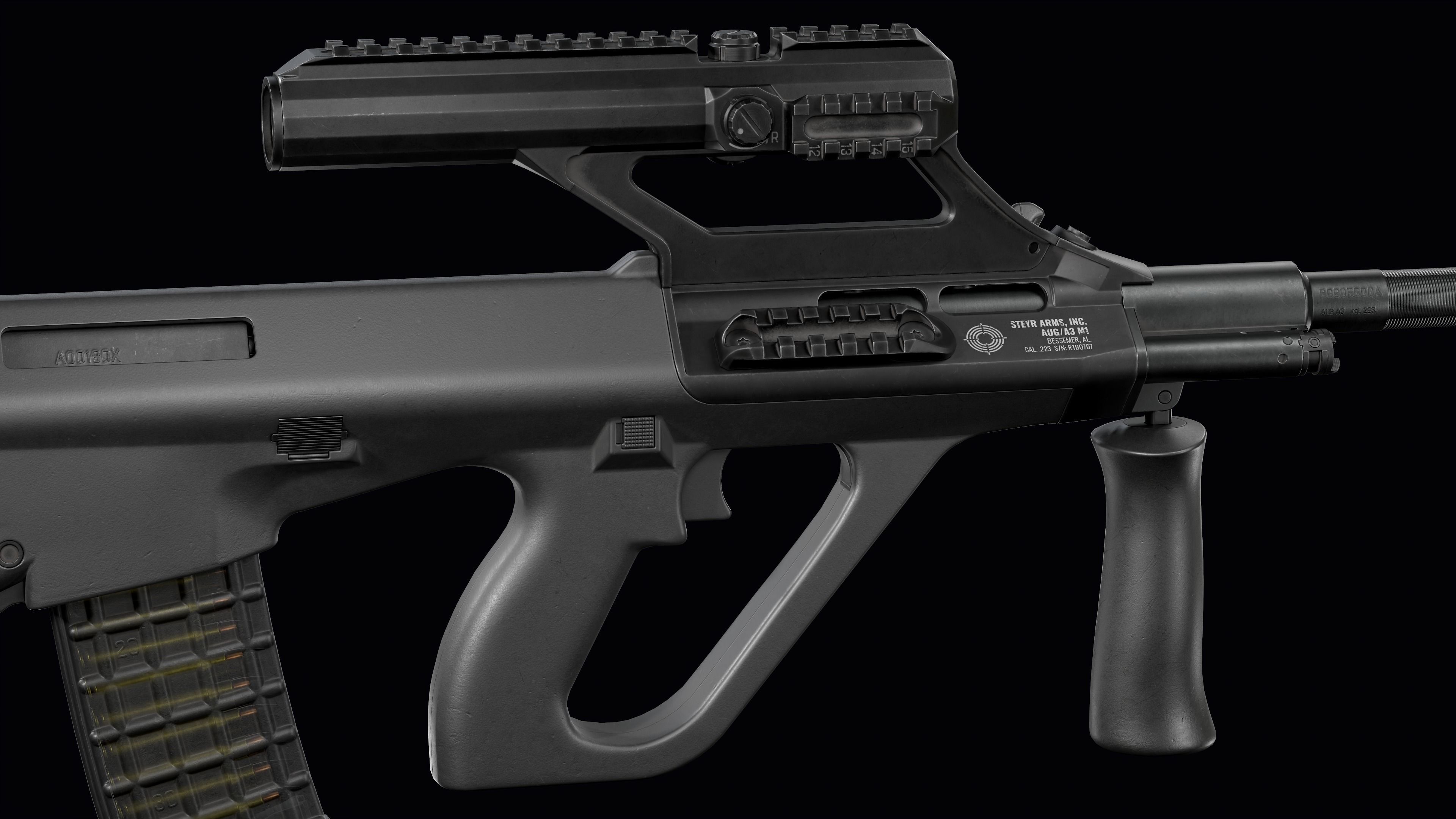 Tactical modular assault rifle Bullpup Steyr AUG A3 Low-poly 3D model_40