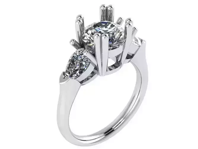 3 Stone Basket Setting Ring 0837