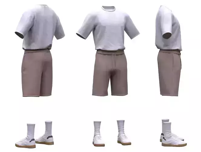 Male Summer Outfit 14 Low-poly 3D model