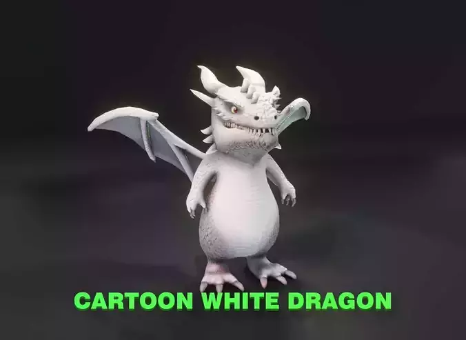 Cartoon White Dragon 3D Model