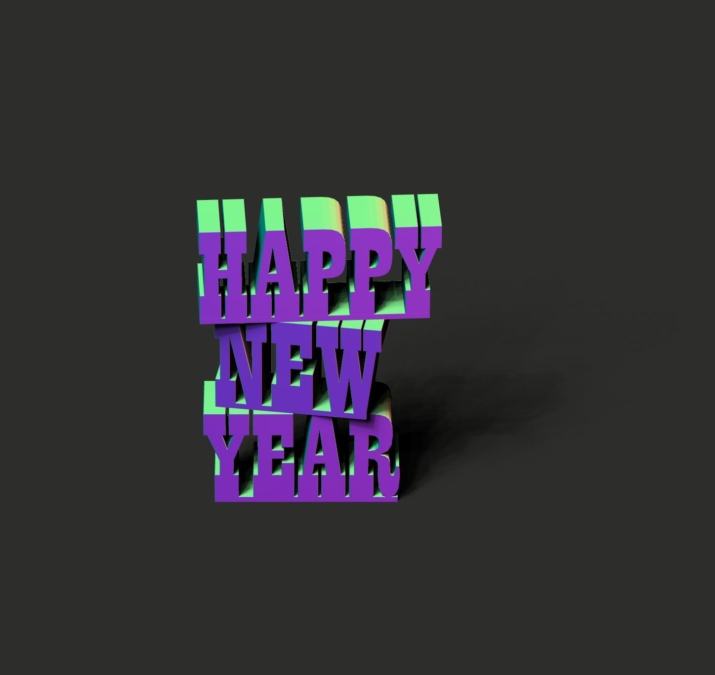 Happy new year 3D print model_8