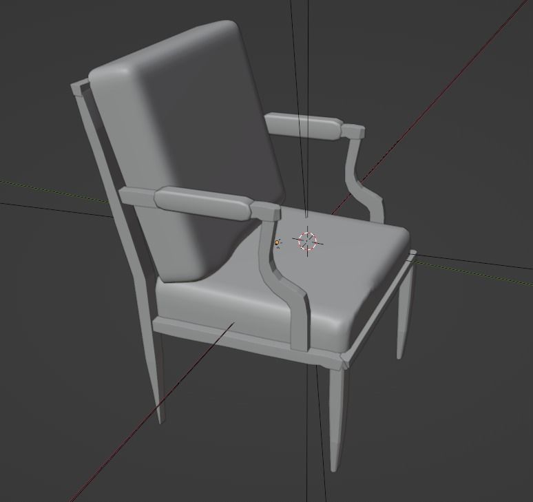 Vintage Wooden Arm Chair with Cushions 3D model_6