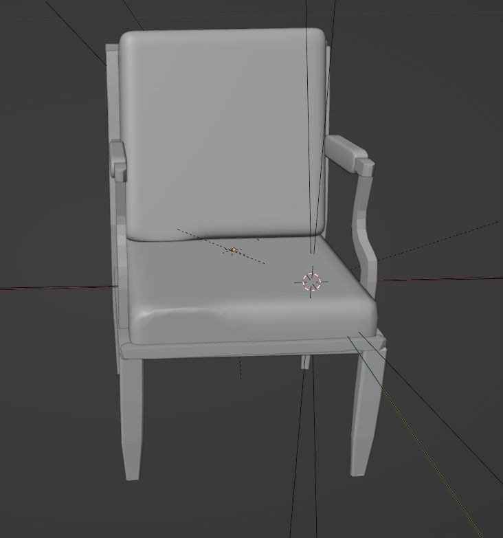 Vintage Wooden Arm Chair with Cushions 3D model_5