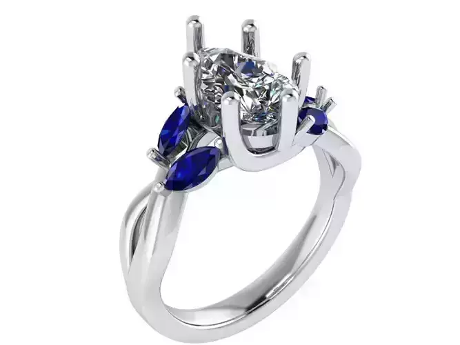 Pear Diamond Twisted  Ring 0851