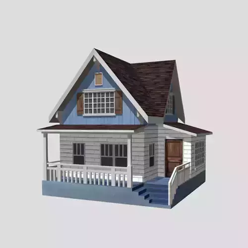 American Style Cottage - Town House Model Low-poly 3D model