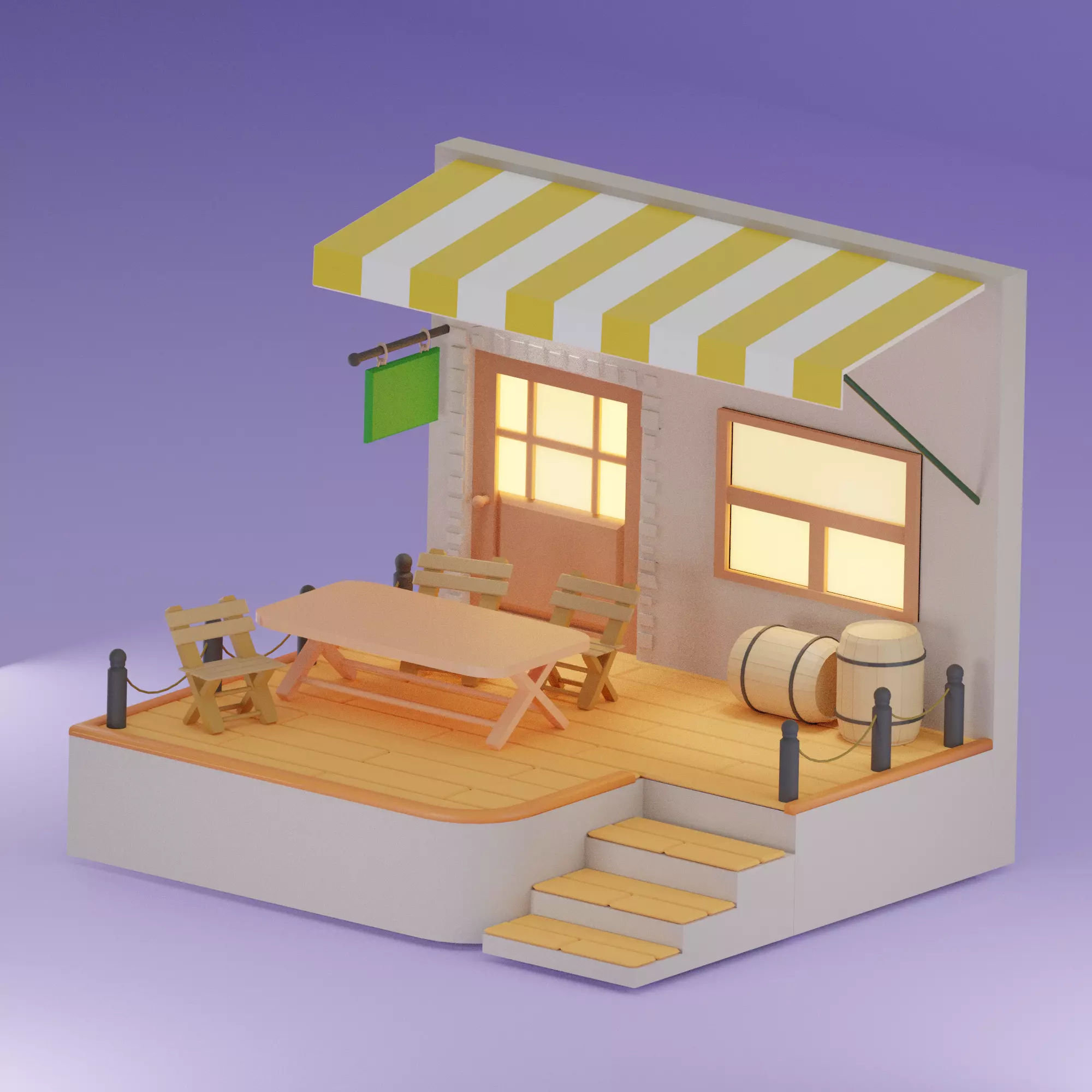 Outdoor Retaurant 3D model_0