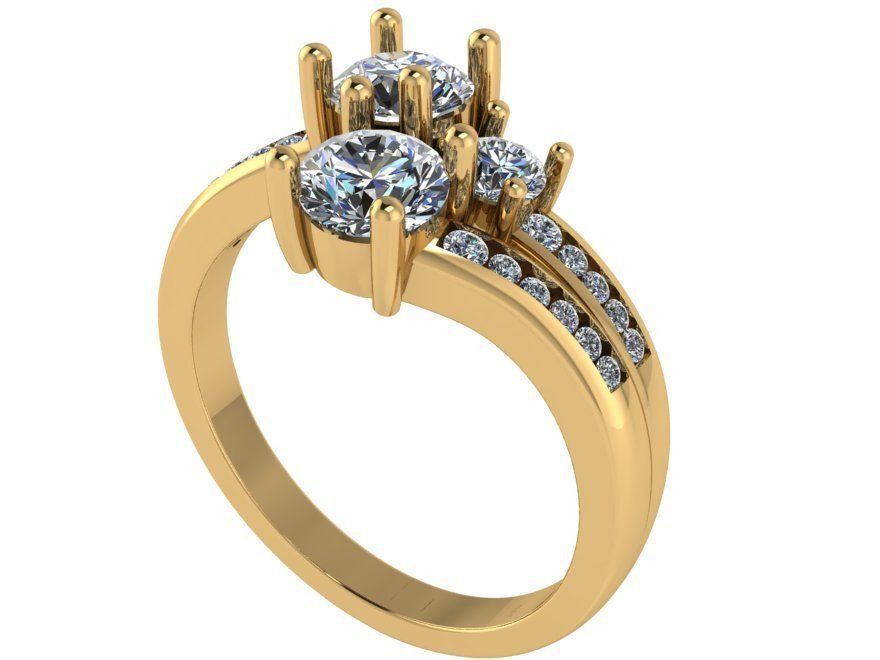 Round Diamond Ring 0862 3D print model_1