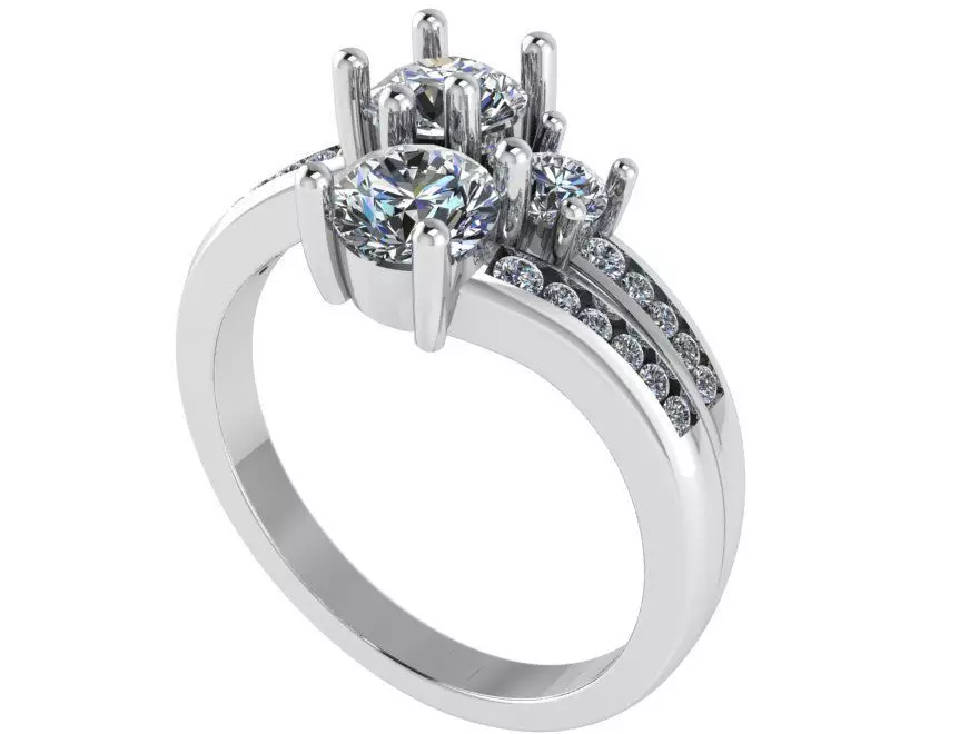 Round Diamond Ring 0862 3D print model_0