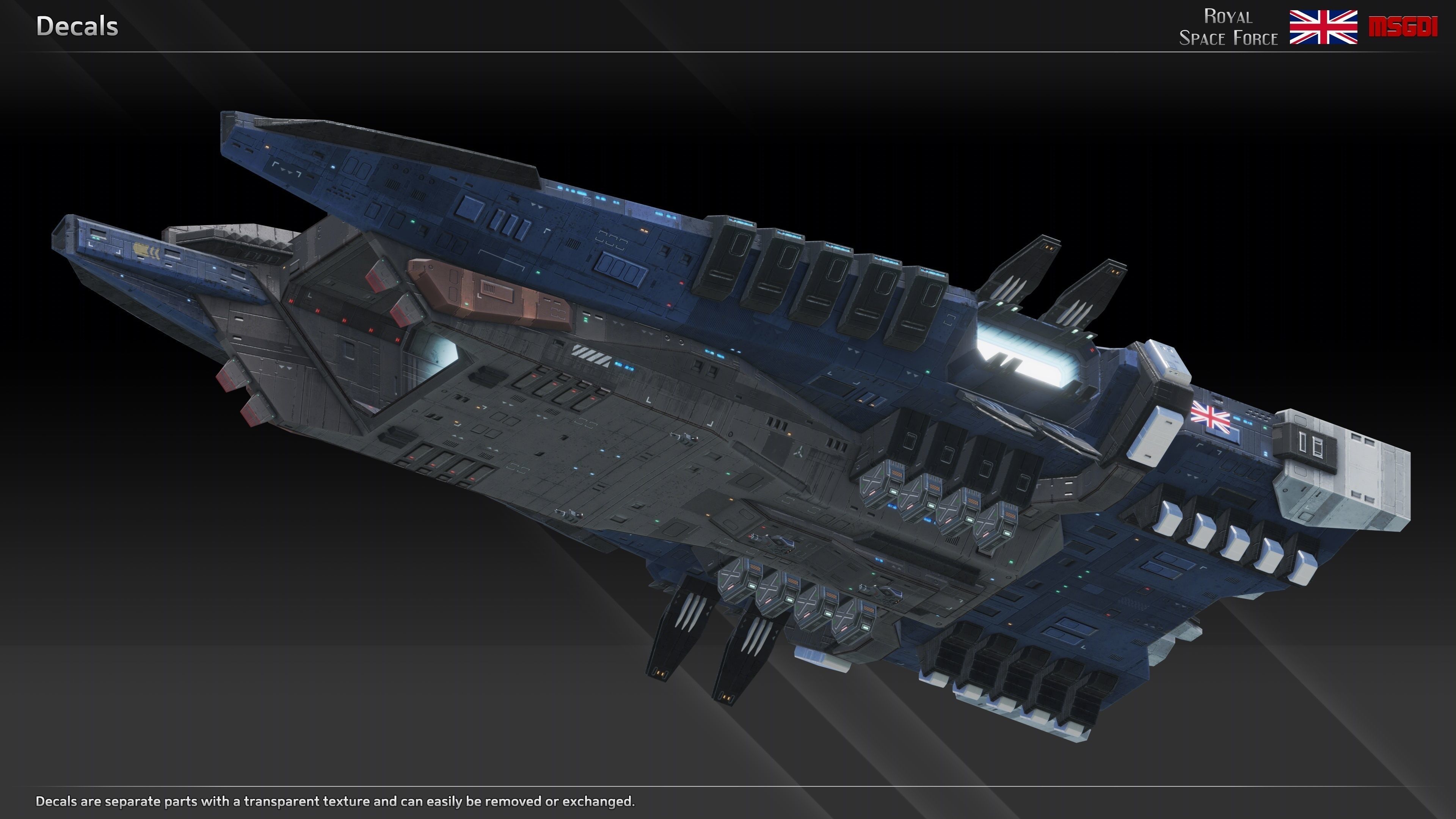 RSF Spaceship Ark Royal Class Carrier Low-poly 3D model_8