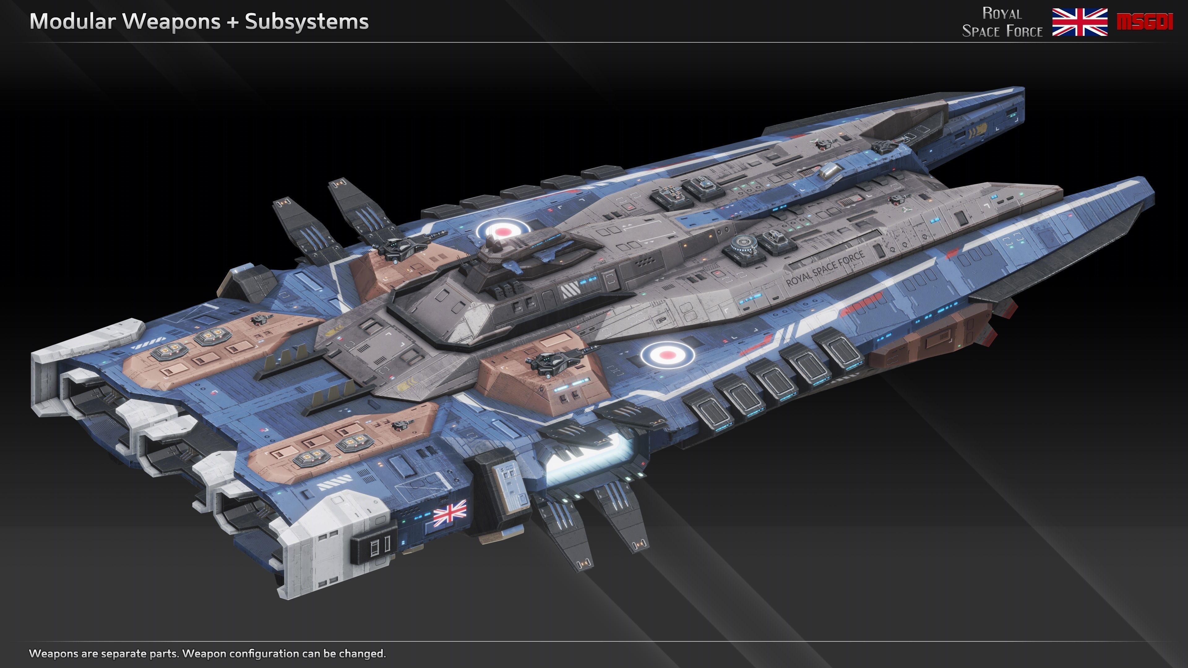 RSF Spaceship Ark Royal Class Carrier Low-poly 3D model_6