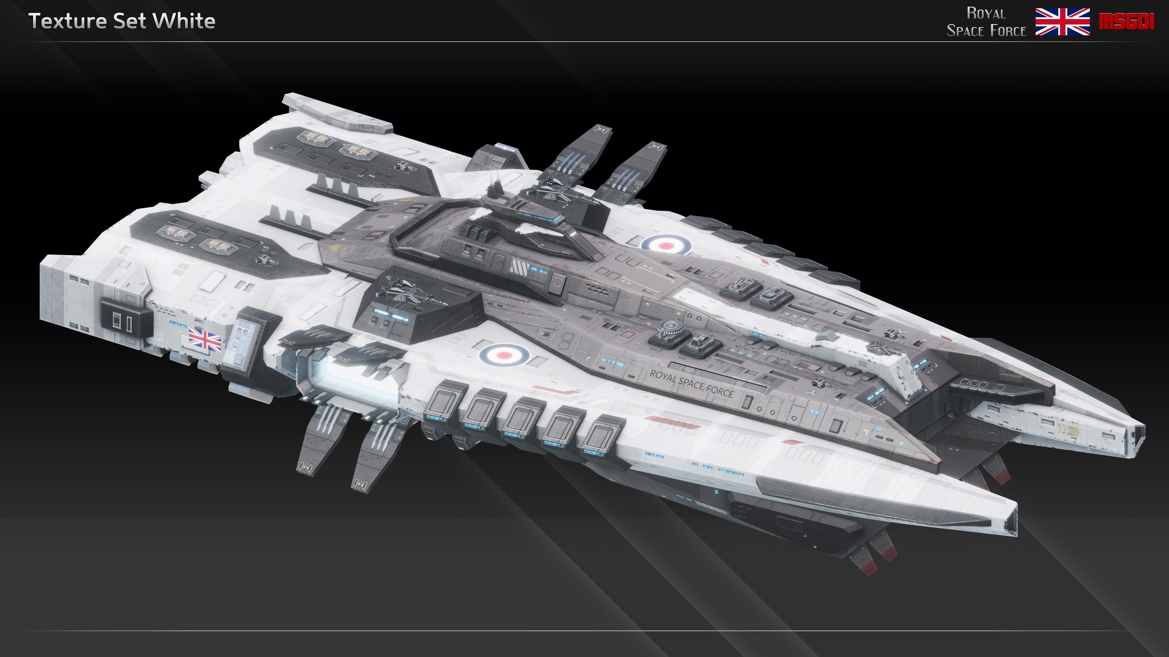 RSF Spaceship Ark Royal Class Carrier Low-poly 3D model_14