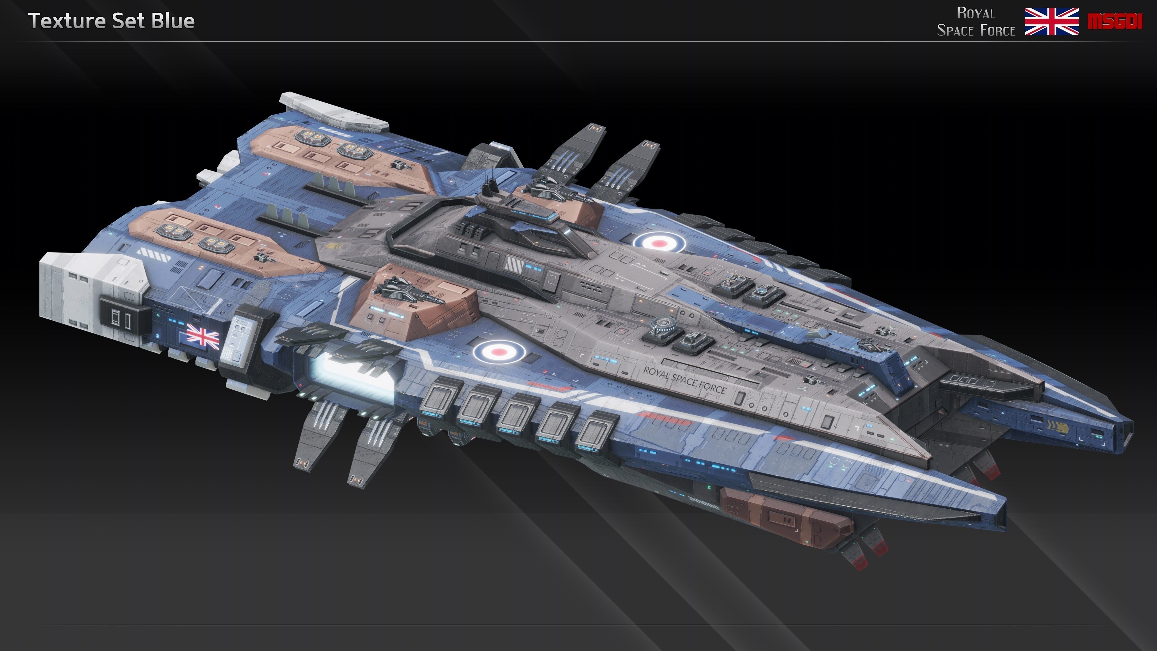 RSF Spaceship Ark Royal Class Carrier Low-poly 3D model_10